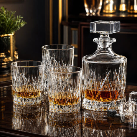 Set 6 Pahare Whisky cu Sticla Cristal Bohemia Wicker Set 6 Pahare Whisky cu Sticla Cristal Bohemia Wicker