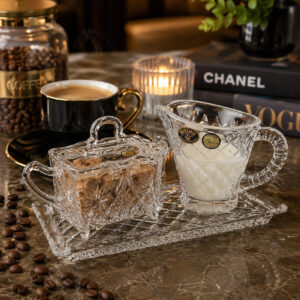 Set pentru Cafea Cristal Bohemia: Cana Lapte, Zaharnita, Tavita